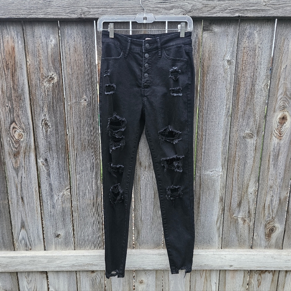 SO Black Distressed Skinny Jeans